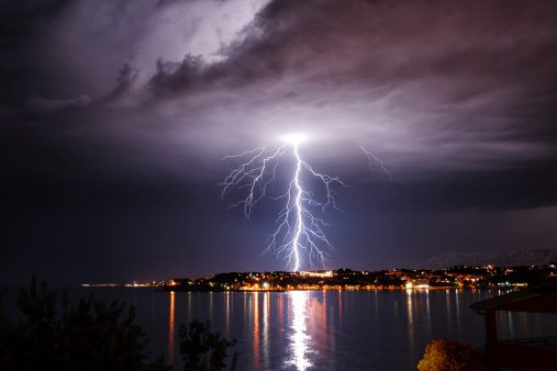 Lightning strikes car